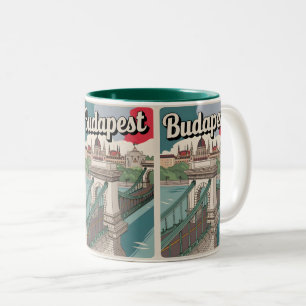 Boedapest Hongarije vintage Elizabethbrug Cadeaus Tweekleurige Koffiemok