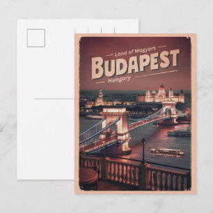 Boedapest Hongarije vintage Liberty-brug cadeaus Briefkaart