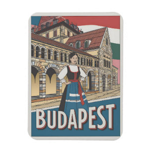 Boedapest Hongarije vintage lokale vrouw Cadeaus Magneet