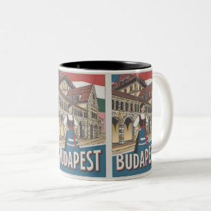 Boedapest Hongarije vintage lokale vrouw Cadeaus Tweekleurige Koffiemok