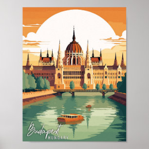 Boedapest Hongarije vintage reisillustratie Poster