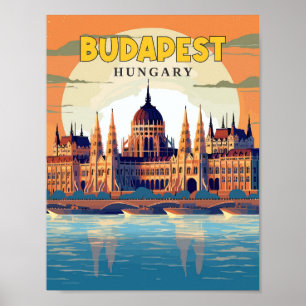 Boedapest Hongarije vintage reisillustratie Poster