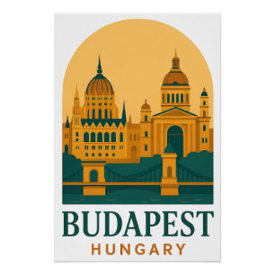 Boedapest Hongarije Vintage Reisposter – Retro  Perfect Poster