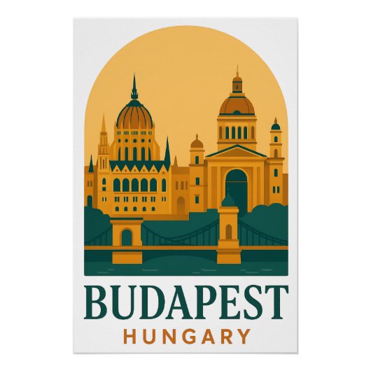 Boedapest Hongarije Vintage Reisposter – Retro  Perfect Poster (Voorkant)