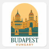 Boedapest Hongarije Vintage Reissticker – Retro  Vierkante Sticker (Voorkant)