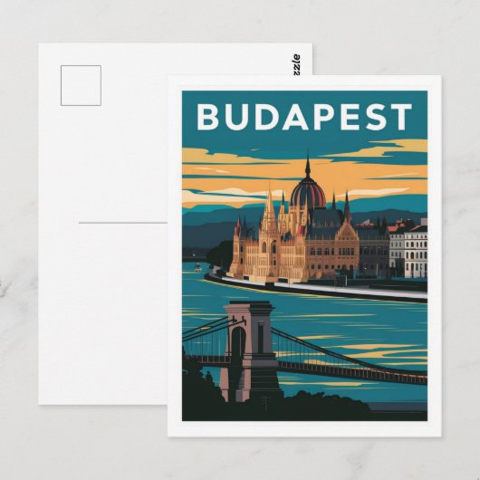 Boedapest Hongarije Vintage Travel Briefkaart (Voorkant / Achterkant)