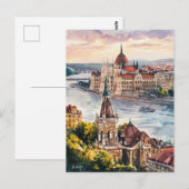 Boedapest Hongarije  Waterverf schilderij Briefkaart (Voorkant / Achterkant)