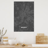 Boedapest, Hongarije (wit op zwart) Poster (Keuken)