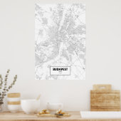 Boedapest, Hongarije (zwart op wit) Poster (Keuken)