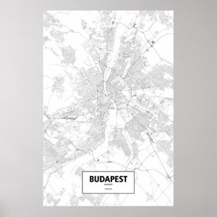 Boedapest, Hongarije (zwart op wit) Poster