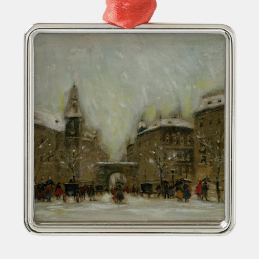 Boedapest in de sneeuw metalen ornament (Voorkant)