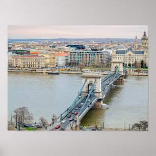 Boedapest-ketenbrug en de Donau Poster