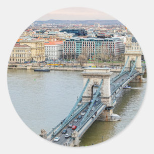 Boedapest-ketenbrug en de Donau Ronde Sticker