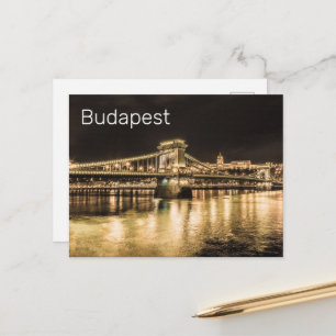 Boedapest met Kettingbrug Vintage Panorama Feestdagenkaart