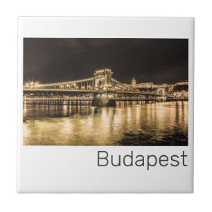 Boedapest met Kettingbrug Vintage Panorama Tegeltje