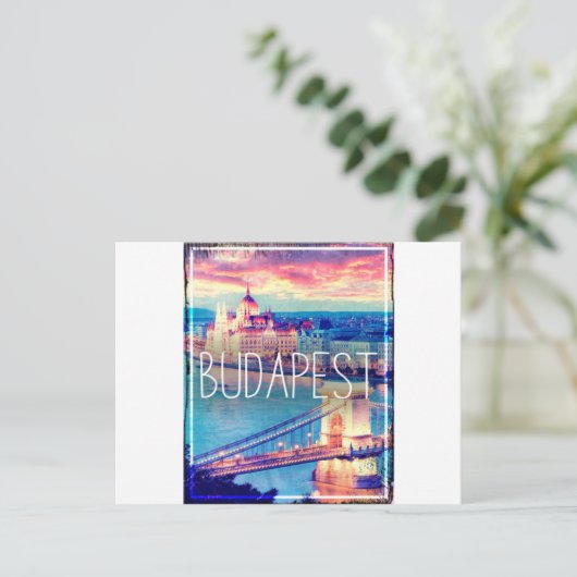 Boedapest, oude poster briefkaart (Staand voorkant)