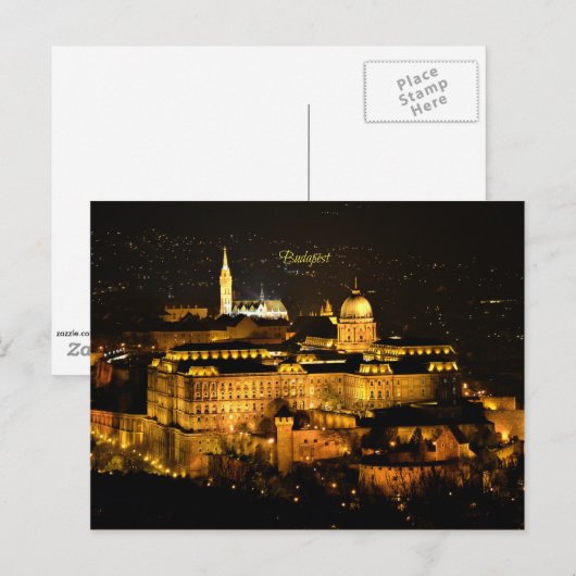 Boedapest 's Nachts Briefkaart (Voorkant / Achterkant)