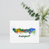 Boedapest skyline in waterverf briefkaart (Staand voorkant)