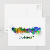 Boedapest skyline in waterverf briefkaart (Voorkant / Achterkant)