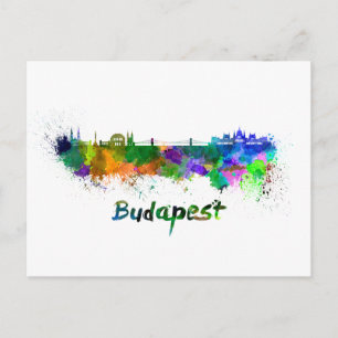 Boedapest skyline in waterverf briefkaart