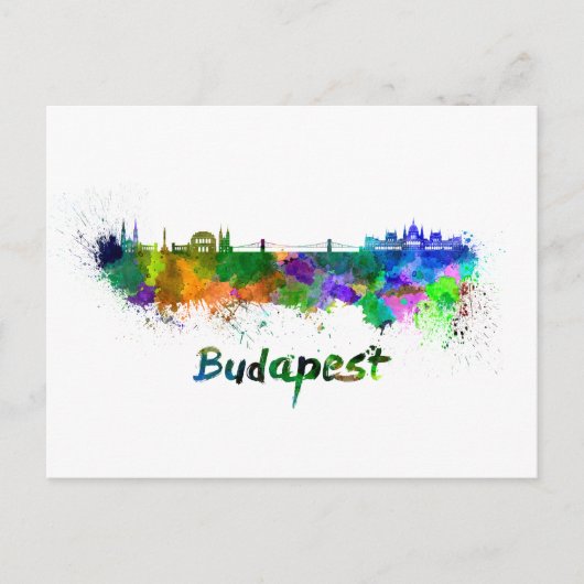 Boedapest skyline in waterverf briefkaart (Voorkant)