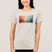 Boedapest Tekst met Silhouet Tri-Blend Shirt (Voorkant)