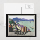 Boedapest via Harwich_Vintage Travel Poster Briefkaart (Voorkant / Achterkant)