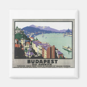 Boedapest Via Harwich Vintage Travel Poster Magneet