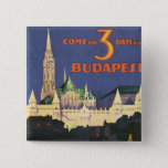 Boedapest Vierkante Button 5,1 Cm<br><div class="desc">Vintage-poster voor een 3-daagse vakantie in Boedapest,  Hongarije</div>