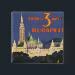 Boedapest Vierkante Button 5,1 Cm<br><div class="desc">Vintage-poster voor een 3-daagse vakantie in Boedapest,  Hongarije</div>