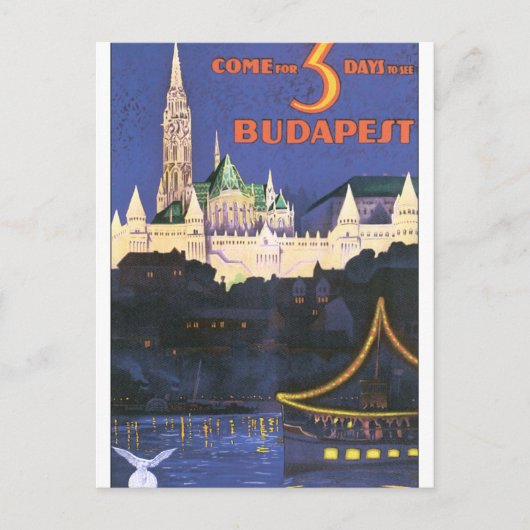 Boedapest Vintage Travel Poster Briefkaart (Voorkant)