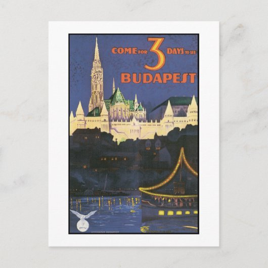 Boedapest Vintage Travel Poster Briefkaart (Voorkant)