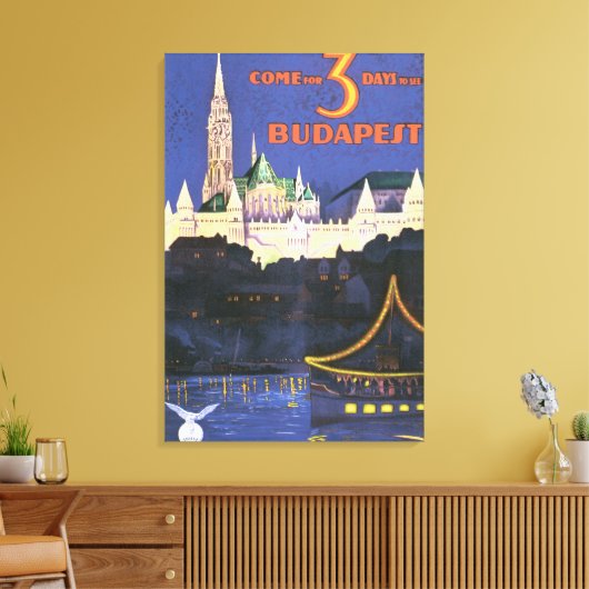 Boedapest Vintage Travel Poster Canvas Afdruk (Insitu (Woonkamer))