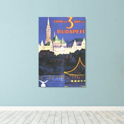 Boedapest Vintage Travel Poster Canvas Afdruk (Insitu (Houten vloer))