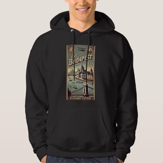 Boedapest Vintage Travel Poster Hoodie (Voorkant)