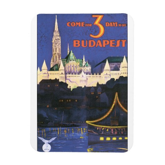 Boedapest Vintage Travel Poster Magneet (Verticaal)