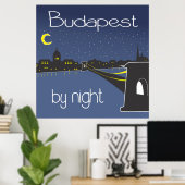 Boedapest voor nacht , poster boedapest (Thuiskantoor)