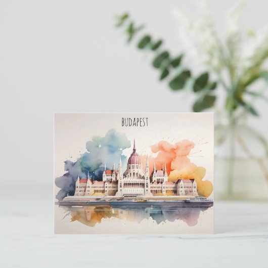 Boedapest waterverf kunst briefkaart (Staand voorkant)