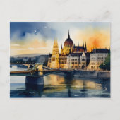 Boedapest waterverf kunst briefkaart (Voorkant)