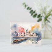 Boedapest waterverf kunst briefkaart (Staand voorkant)