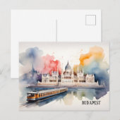 Boedapest waterverf kunst briefkaart (Voorkant / Achterkant)