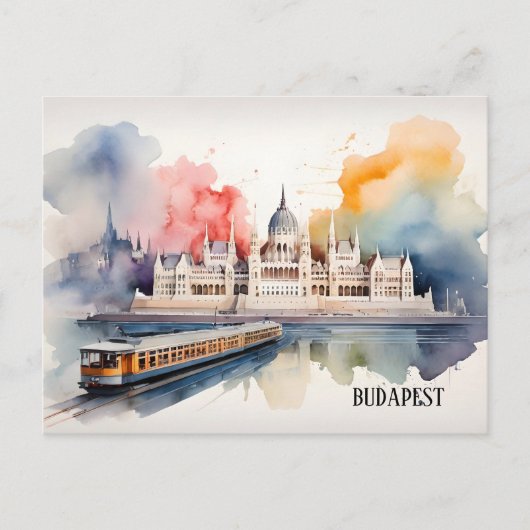 Boedapest waterverf kunst briefkaart (Voorkant)