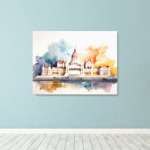 Boedapest waterverf kunst canvas afdruk (Insitu (Houten vloer))