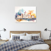 Boedapest waterverf kunst canvas afdruk (Insitu (Slaapkamer))