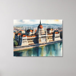 Boedapest waterverf kunst canvas afdruk