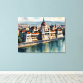 Boedapest waterverf kunst canvas afdruk (Insitu (Houten vloer))