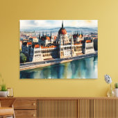 Boedapest waterverf kunst canvas afdruk (Insitu (Woonkamer))