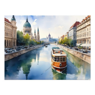 Boedapest waterverf kunst foto afdruk