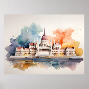 Boedapest waterverf kunst poster