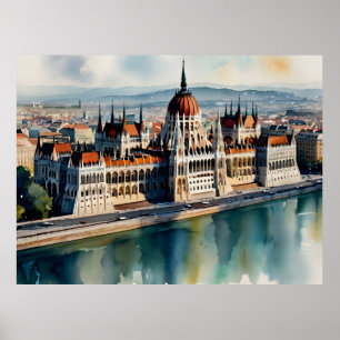 Boedapest waterverf kunst poster